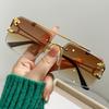 Rectangle Sunglasses for Men Women Rimless Square Shade Eyewear Frameless Vintage Square Glasses