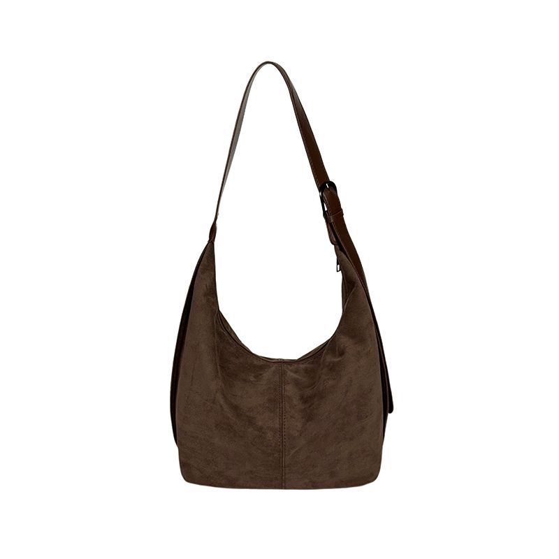 Korean retro matte suede large-capacity tote bag women's 2025 new high-end lazy shoulder messenger bag