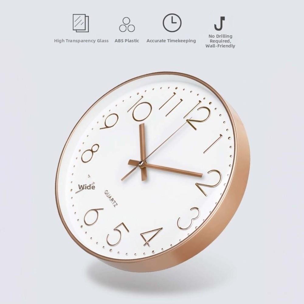 Multi-color Nordic Wall Clock Non-Ticking Wall Electronic Time Fashion Round Hanging Clock  Home