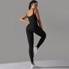 Seamless Knitted Thread Solid Color Tight Flat Collar Jumpsuit For Sports Running, Fitness Yoga, And Fitness