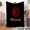 Custom Name Milan Team Crest Throws Blanket Flannel Blankets for Couch Bed Gifts for Men Women Picnic Blanket Christmas Fan Gifts
