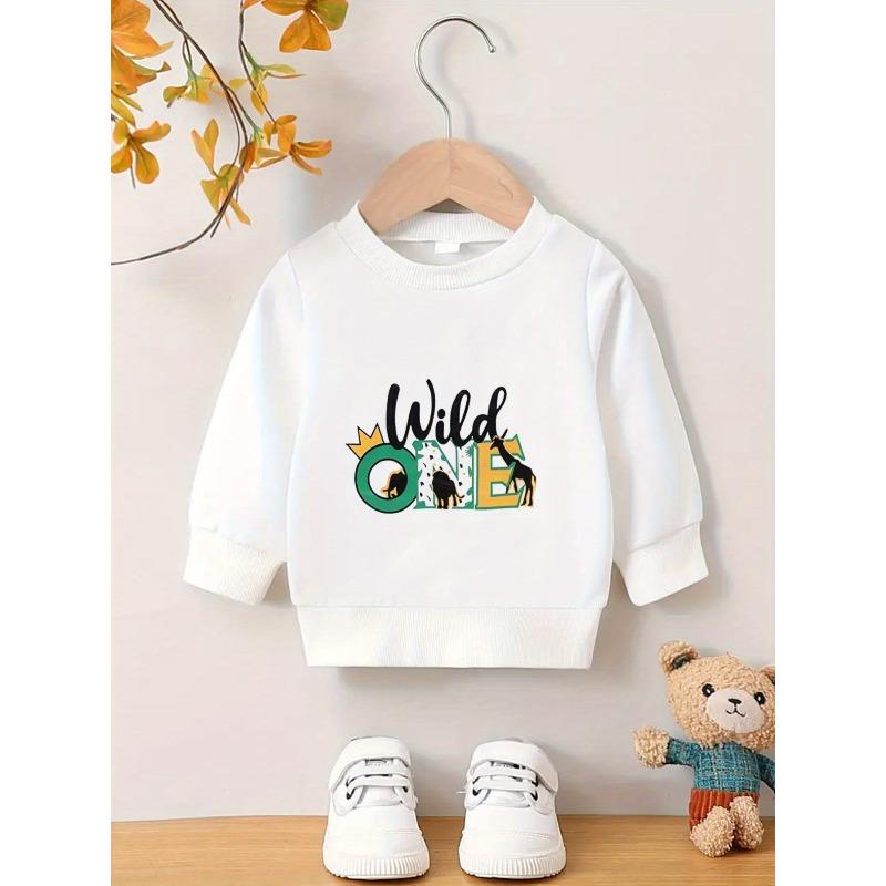 European Size Unique Stylish Print Pattern,Comfortable And Easy Spring And Autumn Lightweight Sweatshirt for Baby  with a Versatile Round Neck