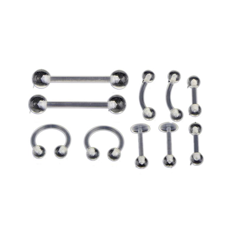 10 Teile/satz Transparent Acryl Barbell Augenbraue Bauch Zunge Ring Piercing Schmuck