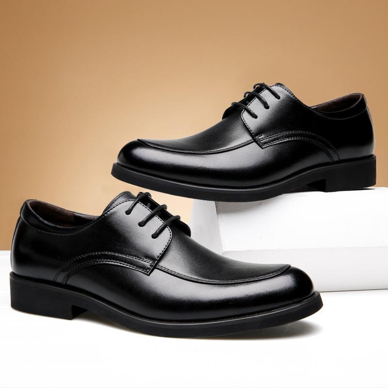 Spring New Men's Classic Business Dress Leather Shoes Cowhide Leather Shoes Casual Single Shoes Derby Men's Shoes