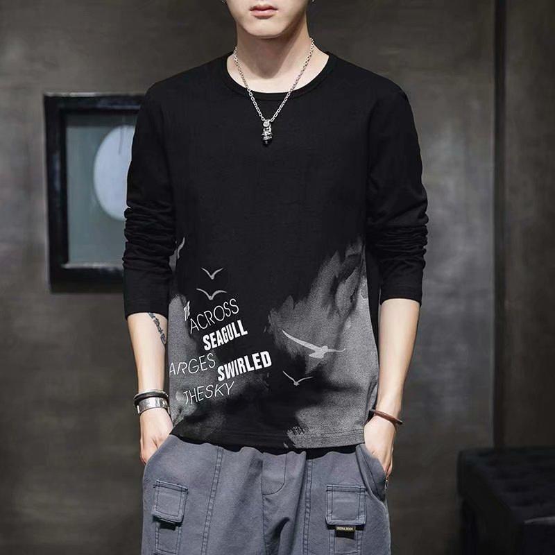 Men's Korean Style Long-Sleeve T-Shirt, Spring/Autumn, Student Fashion Top