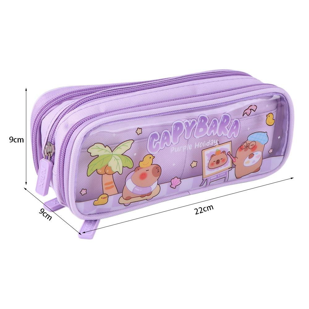 Zipper Cartoon Pencile Case Kawaii Capybara Makeup Bag Fashion Stationery Holder  Women