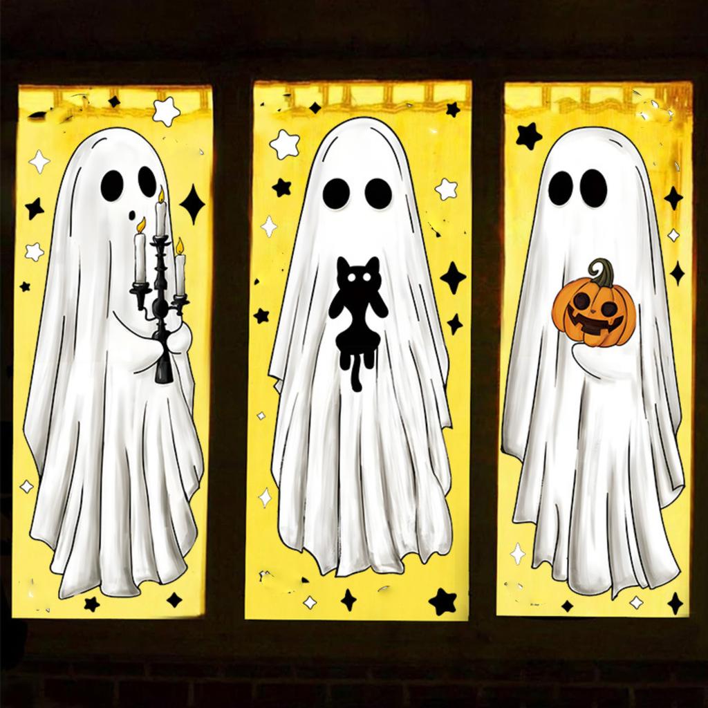 Statisch haftende Fensteraufkleber - Gruselige Halloween-Fenstersticker für Innen- und Außendekoration