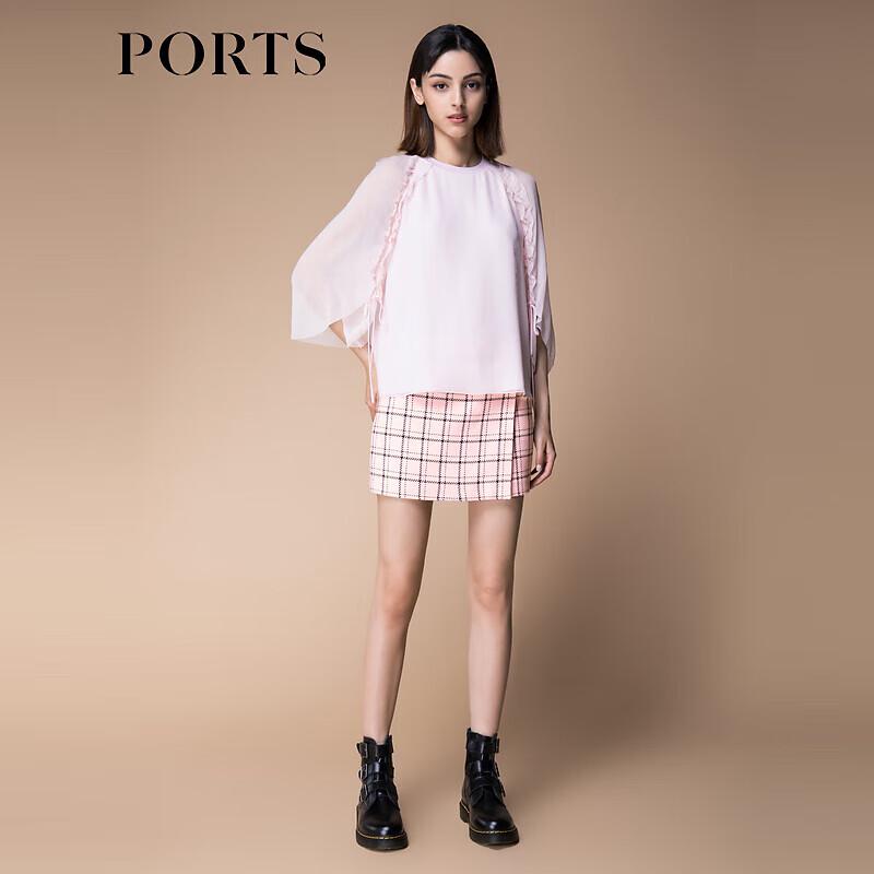 PORTS Women's Pink Plaid Casual Shorts