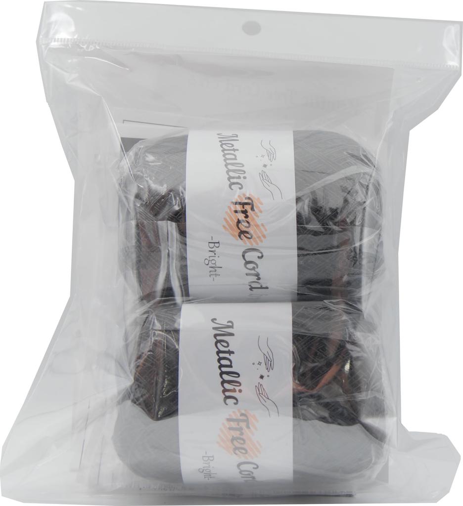 Takagi Fiber Panami Knitting Knit a Drawstring Bag with Metallic Free Cord Bright Kit (Black) FC-4