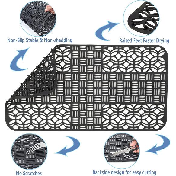 Kitchen Sink Mats Silicone Sink Mat Protectors for Bottom of Kitchen Sink 26 "x 13.78" Non-Slip Sink Protectors with Cutout Drain Holes for Farmhouse
