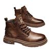 Autumn And Winter Boots Men Plus Fleece New Work Boots Retro British Men High Top Trend Real Leather Cotton Boots M1164