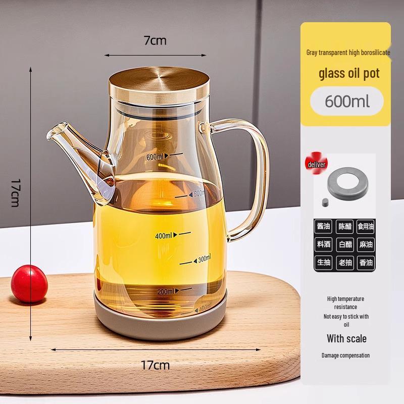 Glass Oil Dispenser: Leak-Proof, Precise Measurement for Cooking Oils, Soy Sauce, or Vinegar. Perfect for Your Kitchen.