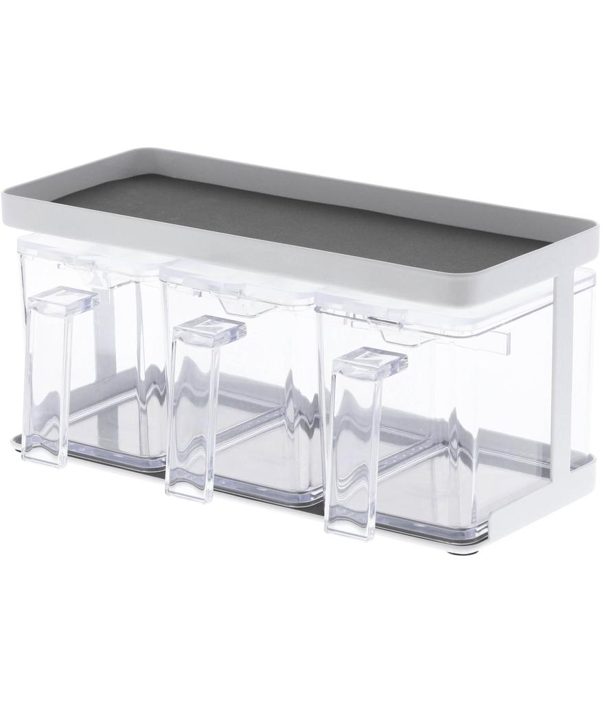 Yamazaki Seasoning Container, Seasoning Storage & Rack, Tower, Set of 3, White, 3343