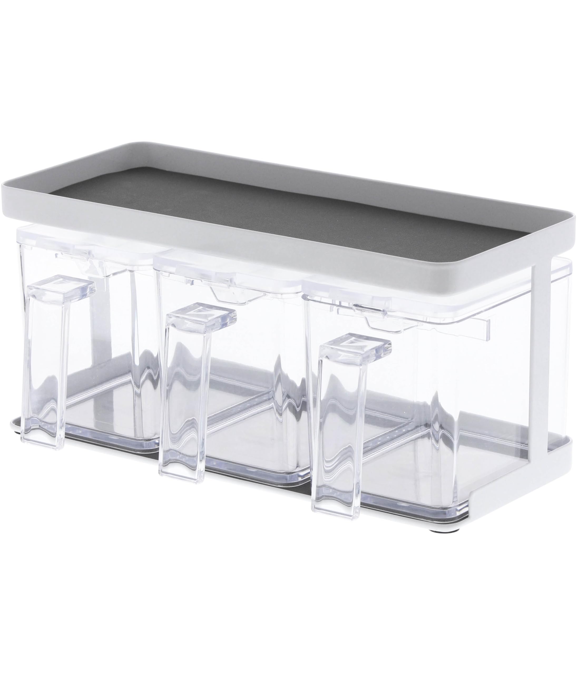 

Yamazaki Seasoning Container, Seasoning Storage & Rack, Tower, Set of 3, White, 3343