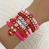 Sweet Valentine Heart Bracelets Set for Women Delicate Colorful Heart Clay Beaded Stackable Bracelet Friendship Jewelry Gift