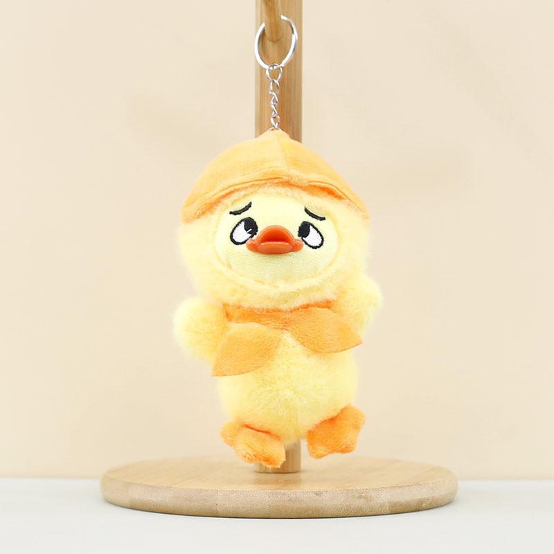 Fluffy Plush Annoying Duck Keyring Short Plush Animal 14cm Fun Desk Accessory