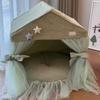 Aesthetic Rabbit Fur Pet Tent Enclosed Cat House for Indoor Skin-Friendly Kitten Bed Cozy Plush Cat Shelter Stylish Pet Hideout
