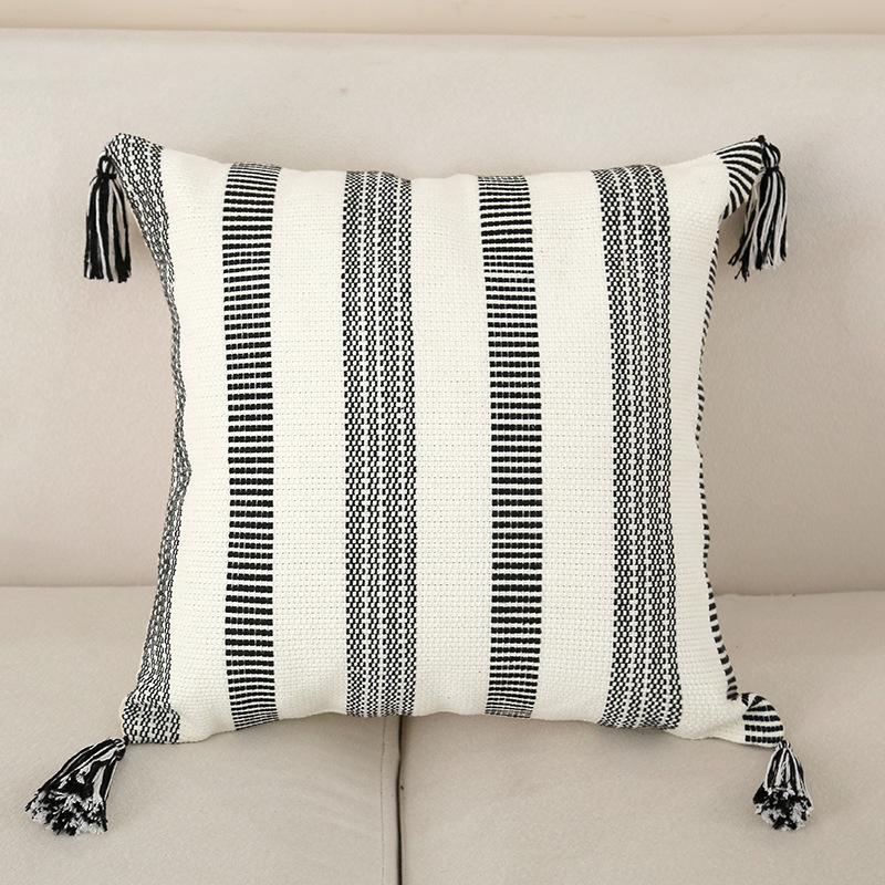 Federa Semplice Trapuntata Cuscini Ricamo Jacquard Camera da Letto Cotone Cuscino Decorativo Boho Copricuscino per Testiera del Divano 45X45