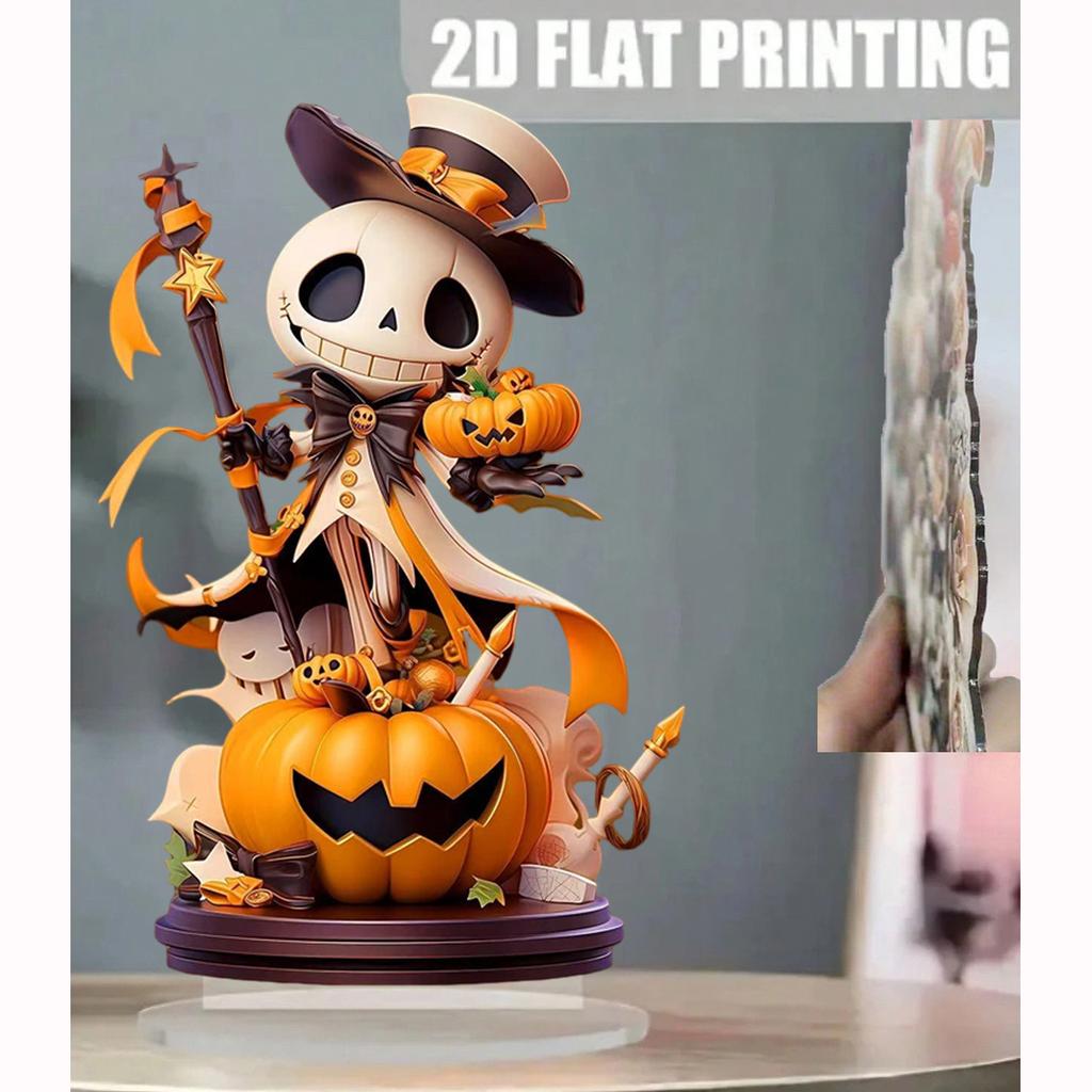 Halloween Kürbis Skelett Mann 2D Flache Acrylfigur Zuhause Büro Café Zimmer Studio Vitrine Tisch Ornament Desktop Deko