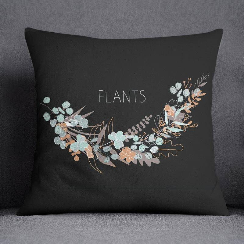 Cool Black Wind Black Bottom Flower Series Pillow Decorative Pillow Bedroom Sofa Car Cushion Cover Pillowcase