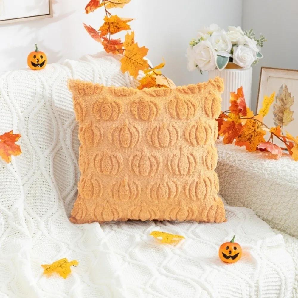 New Halloween Throw Pillow Covers Pumpkin Pattern Soft Warm Pillowcase 18x18 Inch Pillow Cases Holiday Decor