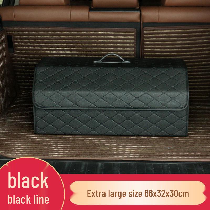 Trunk Storage Box: Multifunctional Folding Car Organizer with Logo-Printed Leather