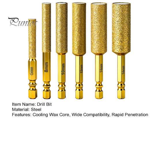 Marble Drill Bit Diamond Tile Set with Cooling Wax Core Drilling Backsplash Tool Granite Glass Concrete Anti-Slip Hex Shank