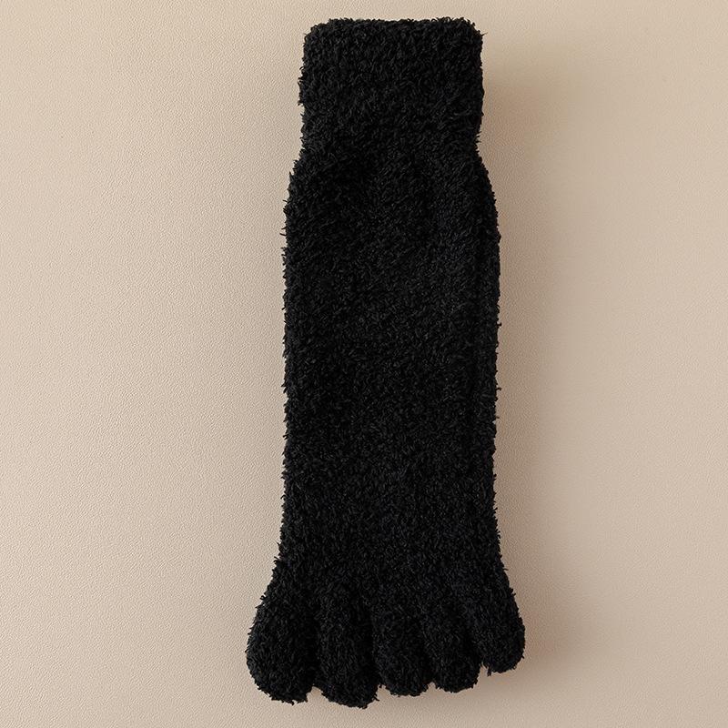Korallfleecestrumpor med fem fingrar och delad tå, mellanhöga, för dam, med fleecefoder för vinter- och hösthemmet