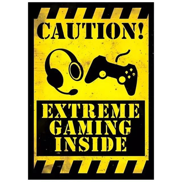 Retro Gamer At Work Metal Tin Sign Vintage Wall Art Poster for Game Room Café Garage Club Bar Pubs Iron