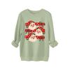 Womens Thick Hoodie Leopard Print Bow Santa Snowflake Graphic Round Neck Loose Fit Casual Winter Sweatshirt