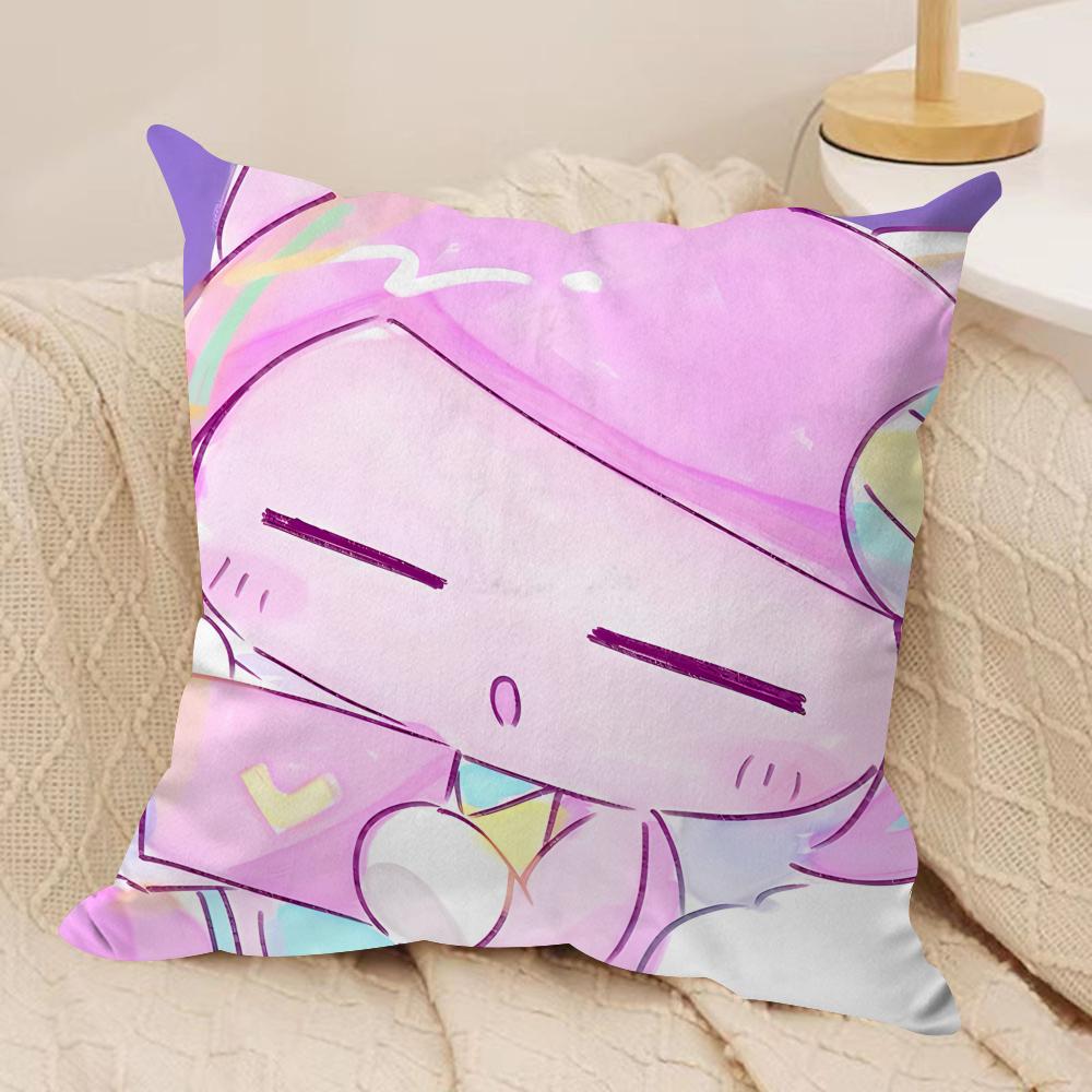 Cute P-Pepoyo Artist Producer Cushion Cover Silky Short Plush Invisible Zipper Dustproof Sofa Pillow Case For Home Decor