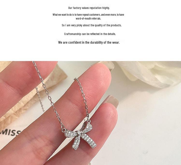 Sterling Sølv S925 Luksuriøst Sløyfe Halskjede - Minimalistisk Kragebenskjede Choker