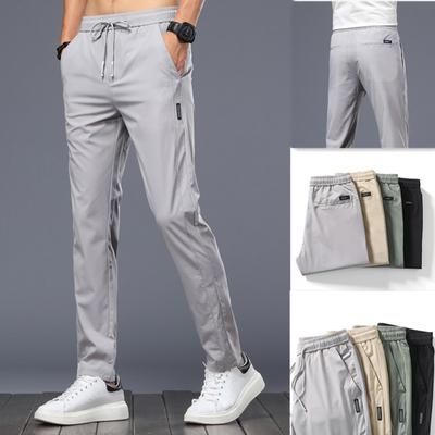 Spring Casual Pants Men's Korean Version Straight Tube Loose Fitting Elastic Slim Fitting Quick Drying Sports Long Pants Men's Autumn Pants
