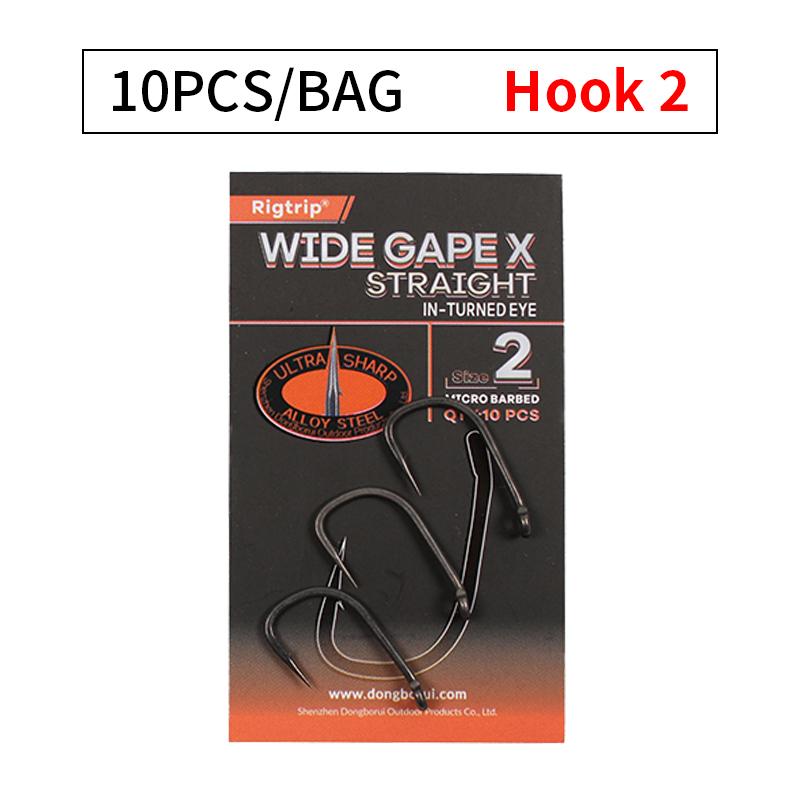 10pcs Carp Fishing Wide Gape Hook PTFE Coating Micro Bard High Carbon Steel Size 2 4 6 For Carp Fishing Hair Rig