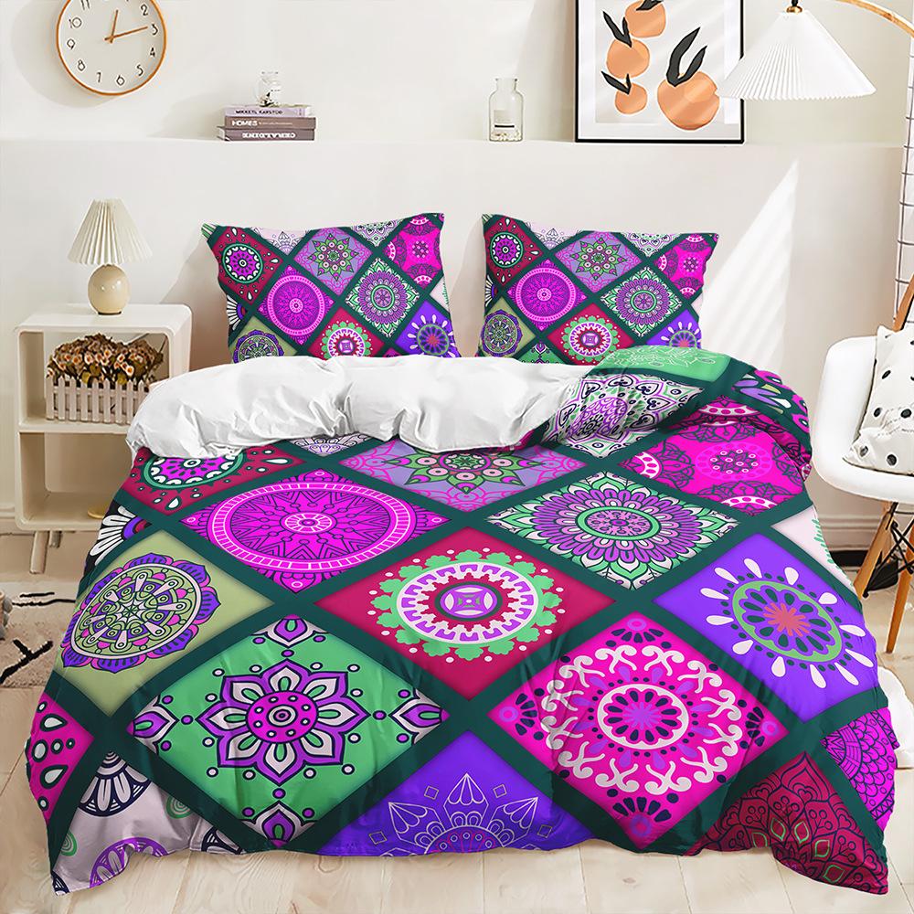 Three-Piece Bohemian Plaid Quilt Cover Two-Piece Bedding Kit