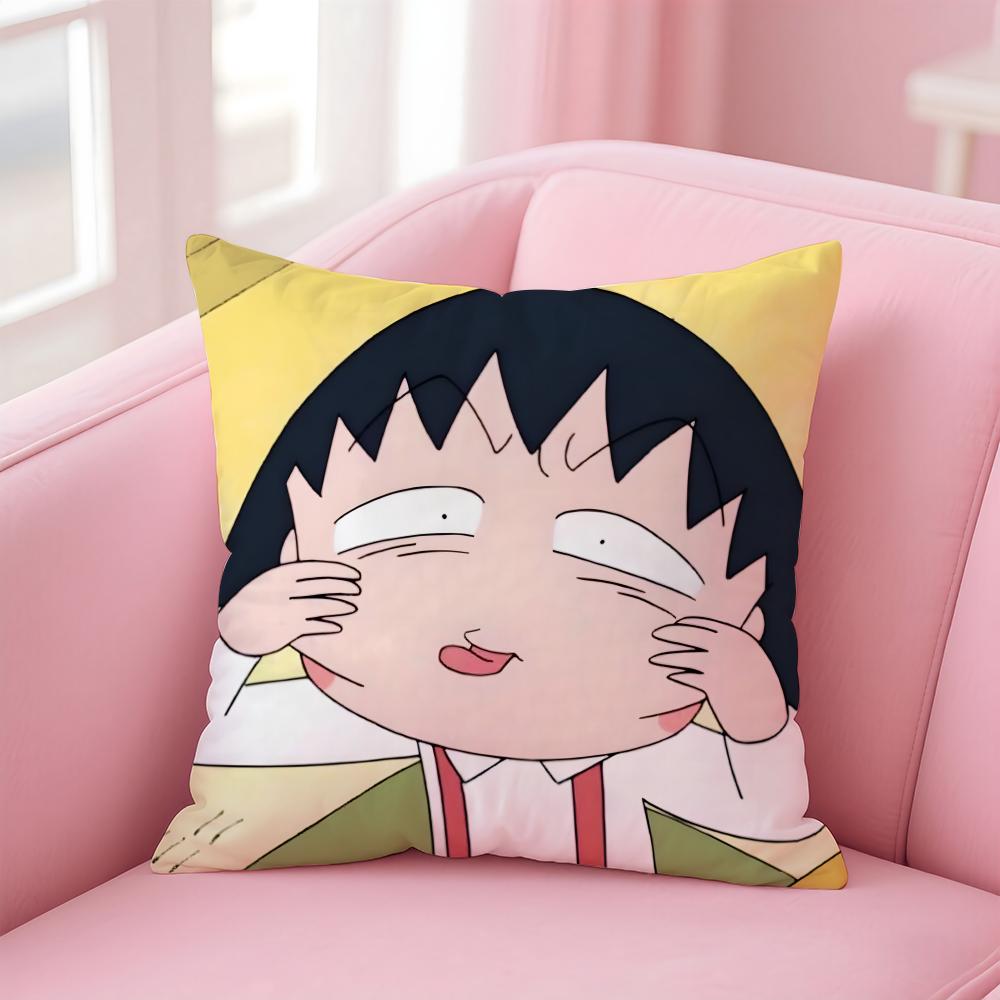Cute Anime C-Chibi M-Maruko Chan Cushion Cover Comfortable Reversible Pillow Cover Ideal for Car Sofa Bedroom & Beyond