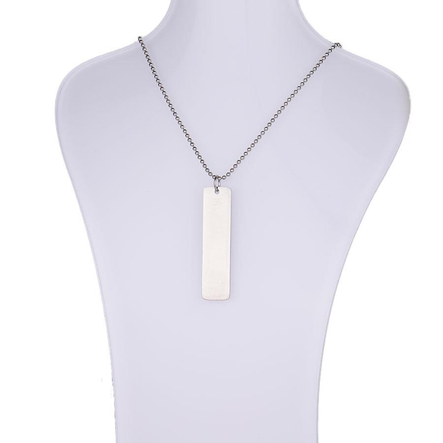 Stainless Steel Pendant Necklace with Custom Engraving and Bead Chain