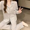 Girls Line Puppy Plaid Pajamas Women'S Cloud Cotton Thin Long Sleeve Suit Loungewear