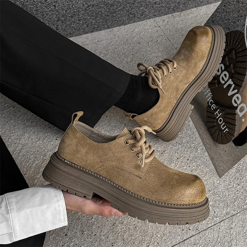 Big Head Derby Shoes Low-top Platform British Style Tooling Couple Shoes Casual Retro Old Leather Shoes 45109-J