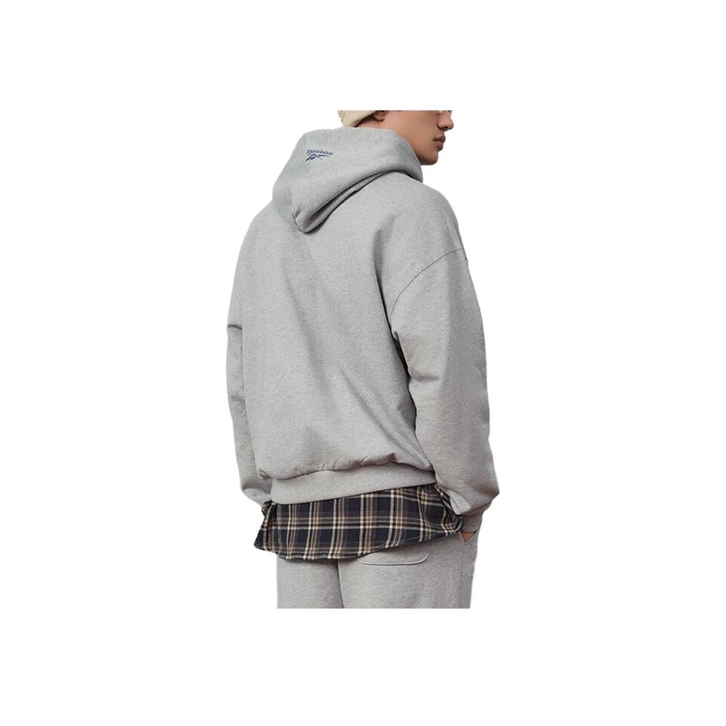 Reebok Logo Print Hoodie With Drawstring and Long Sleeves Unisex Hoodie Mélange-Gray 23FRC351UGG4
