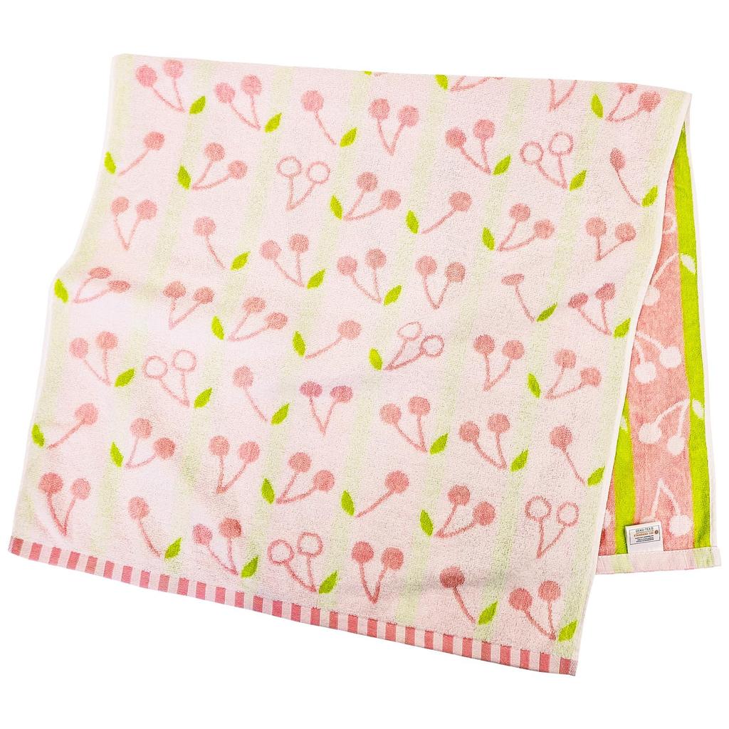 Hayashi Bath Towel Set of 60 x 2, Approx. 120cm, Soft, Cherry, No-Twist Yarn, BK425702-2