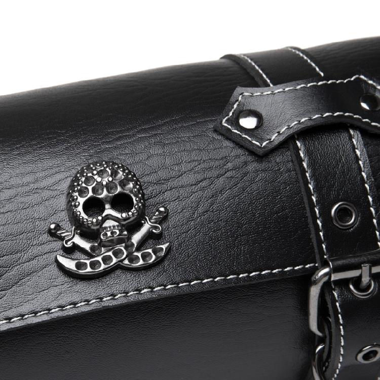 Skull Pattern PU Storage Pouch Motorbike Tool Bag Motorcycle Front Bag Front Fork Handlebar Bag Saddlebag