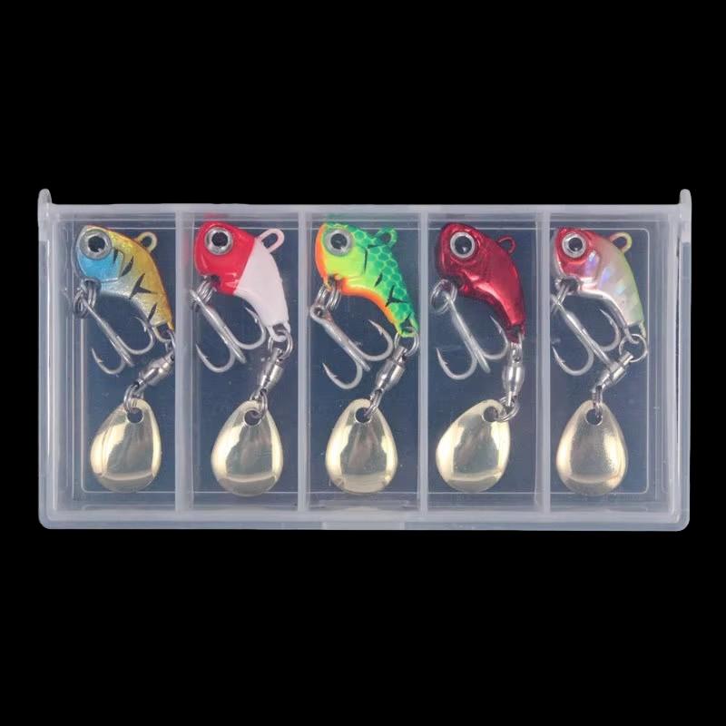 Ultra-Small Hard Bait Lead Fish Single Hook Set Five Boxes Metal Horse Mouth Three Hooks Blood Groove Sequins for Bass Trout
