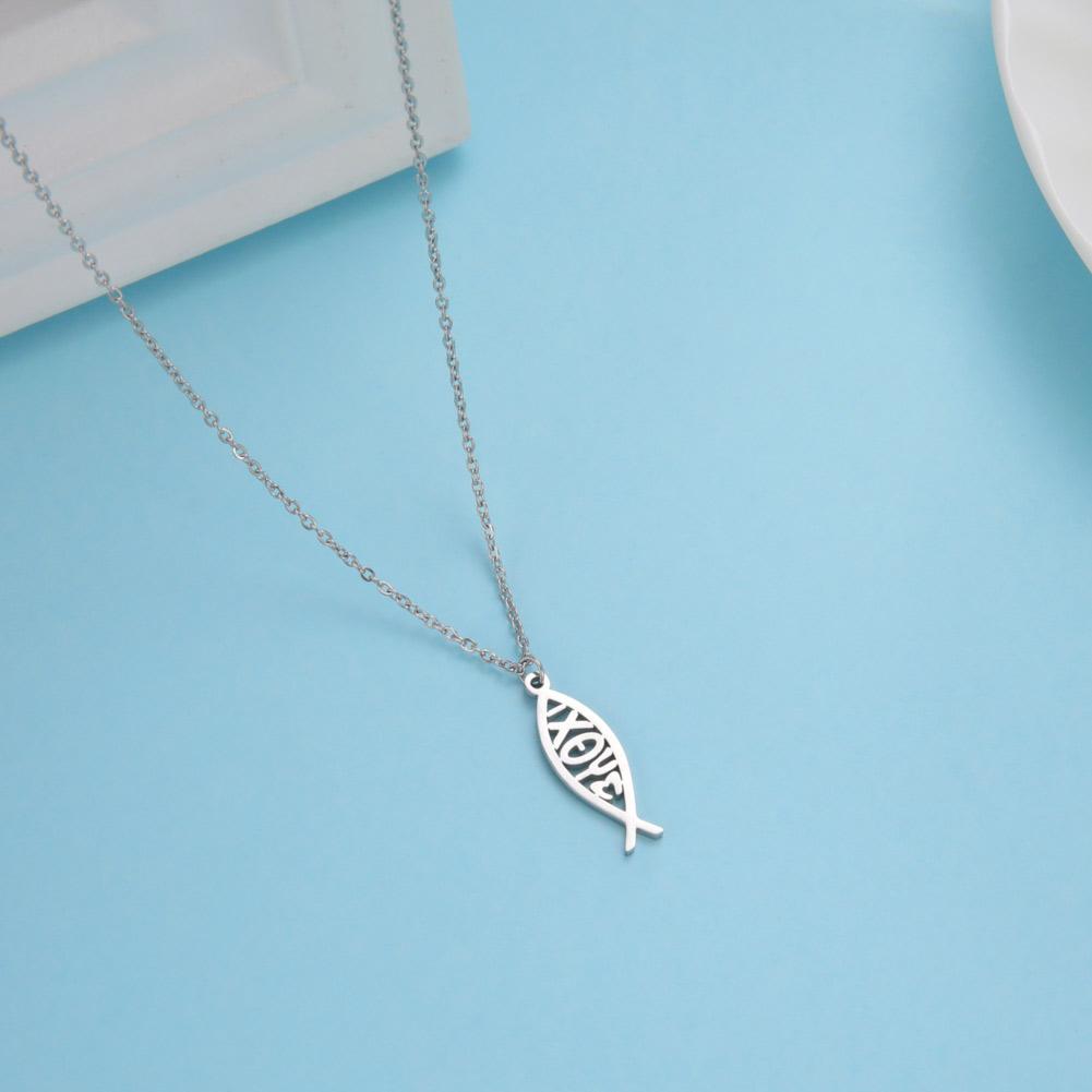 Colliers pendentifs poisson de Jésus Jeshayuan pour femmes hommes Collier IXOYE Charme poisson Ichthys Christ Jésus Fils de Dieu Sauveur Collier