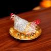 Rhinestone Chick Figurine Metal Simulated Hen Key Trinkets Jewelry Box Container Holder Home Office Desktop Decoration Ornament