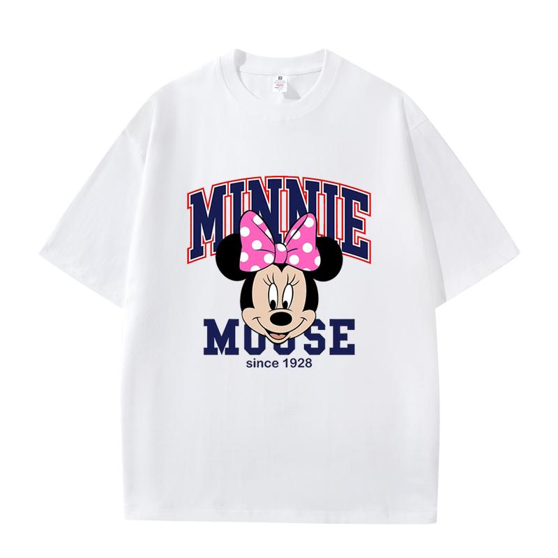 D06-103 MINISO 2026 Summer High-quality Printed Pure Cotton Shoulder Style Men's and Women's Round Neck Short Sleeved Couple T-shirt