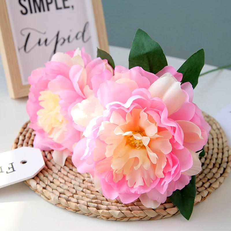 1Pc Fake Flower DIY Artificial Peony Bouquet Decor Home Table Decor Wedding Wall Materials Floral Silk Flowers Bridal Bouquet