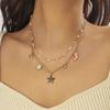 Vintage Ocean Pendant Necklace Metal Chain Multilayer Pearl Necklace Eyes of Demon Necklace  Party
