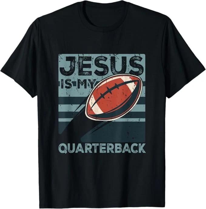 Jesus Is My Quarterback Christian Football Ball Sport Player T-Shirt S