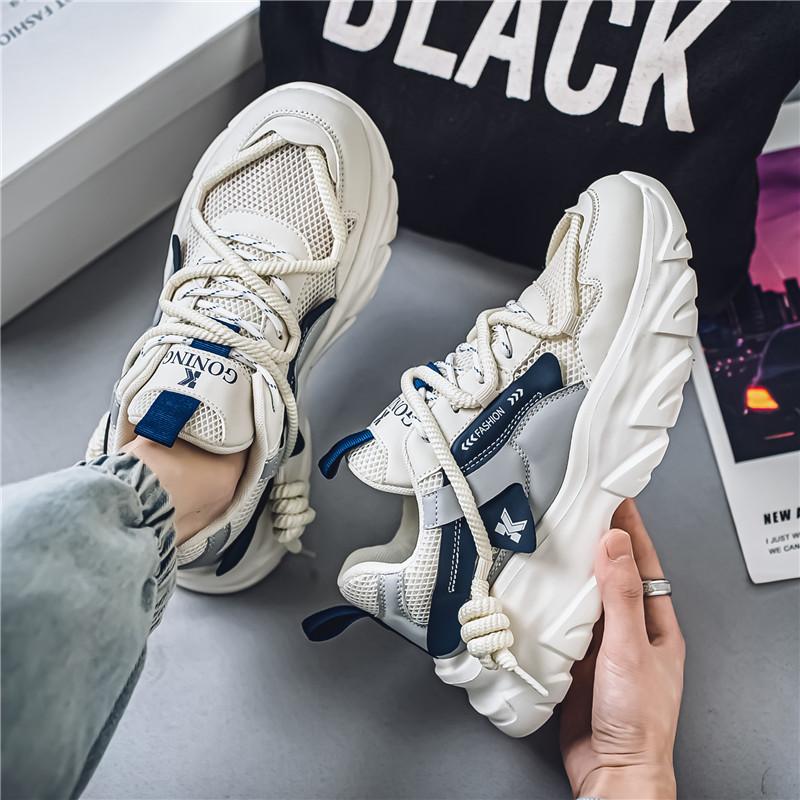 Retro Hong Kong style dad shoes men's summer breathable mesh sports shoes soft sole wear-resistant lightweight casual running trendy shoes